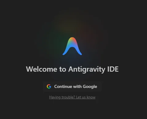 Antigravity ide laucher screen